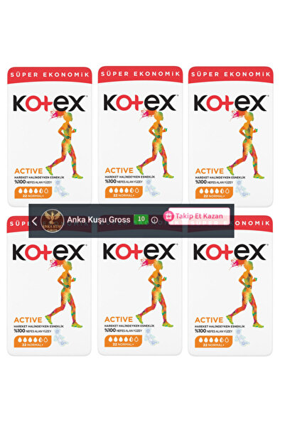 Kotex Active Süper Ekonomik Paket Normal 22x6= 132 Adet