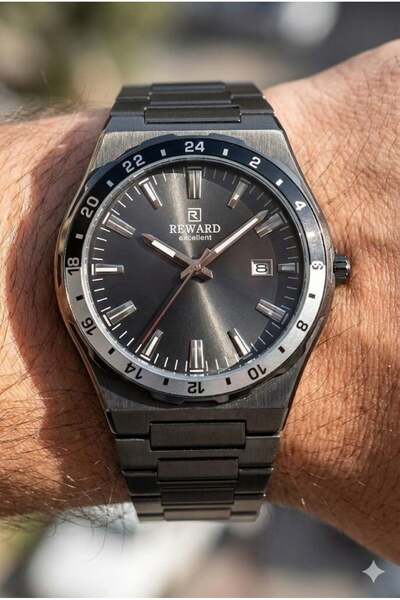 Reward Black Men's Wristwatch – 42 mm Steel Case, Mineral Glass, 5 Atm