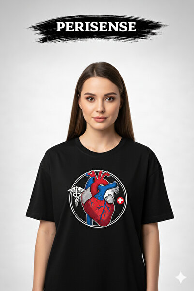 PERISENSE Unisex Primal Anatomical Printed Premium Combed Cotton Oversized T-...