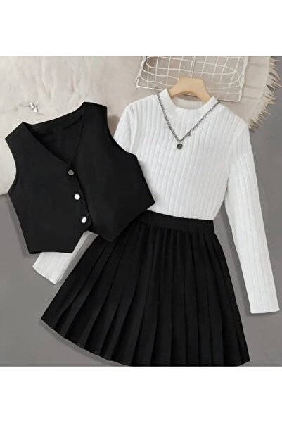 shop 3 lü kız çocuk kombin set dokuma kumaş