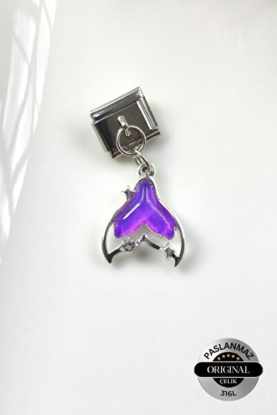 Lynare Italian Charm Bracelet Charm Purple Mermaid Tail Charm 1 Piece