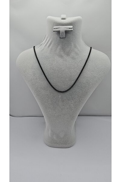 ahsenaksesuar2025 Stainless Steel Black Color Knitted Chain Unisex Necklace