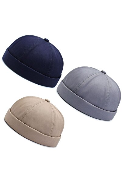 Rupen Kraft Set of 3 100% Cotton Cap Adjustable Docker Hat Summer Skullcap Ha...