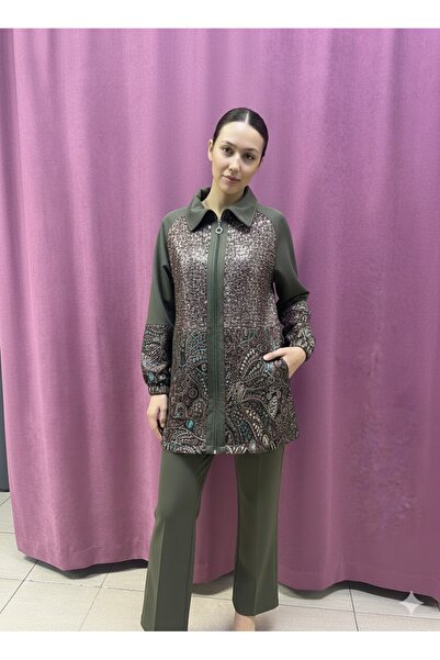 SİBELGİYİM ETNİK PUL DESEN CEKET TUNİK TAKIM