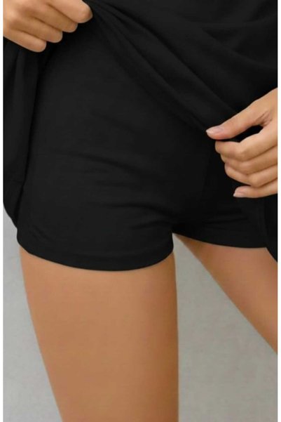 ZUM Shorts Skirt Black Polyamide Diver Women's Mini Above Knee Swimwear Bikini Style Sporty Casual Tennis Skirt