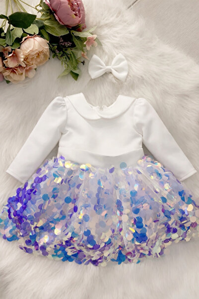 İlknur Karaca Design Rochie albă de ziua de naștere pentru fetiță, cu mâneci ...