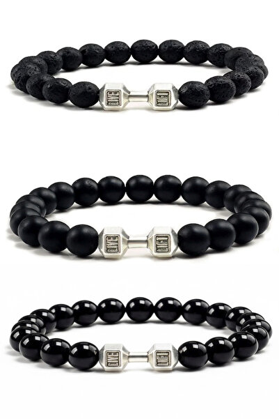 Kusakli 3-Piece Dumbell Live Lift Athlete Men's Bracelet Set