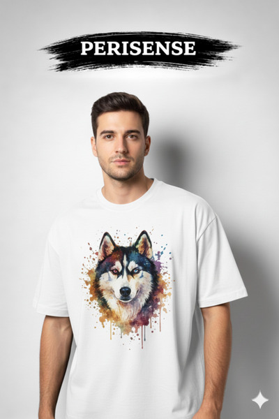 PERISENSE تي شيرت للجنسين من Primal Husky مطبوع مصنوع من القطن الممشط الفاخر ...