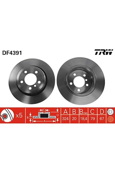 TRW Disc de frână, 324x185mm, grosime 20mm, negru, pentru BMW Seria 7 (E65, E66)