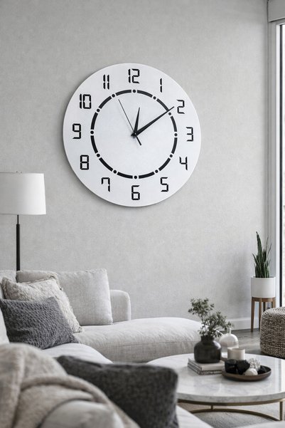 Nixar Desing LineaSilence Modern Ahşap Lazer Kesim Duvar Saati | Sessiz Akan Mekanizma | Salon & Oturma Odası