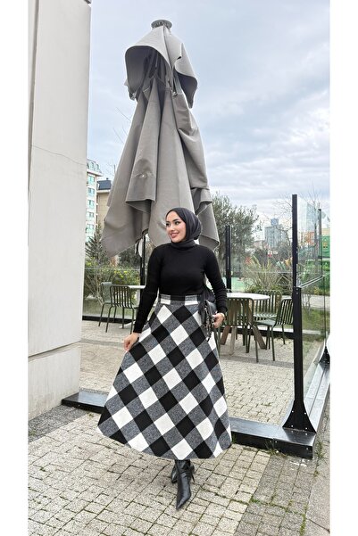 moda zeynaa Ekose Desenli Etek