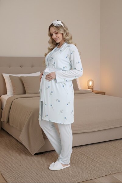 Lohussa New Season Blue Shawl Collar Floral Pattern Short Sleeve 100% Cotton ...