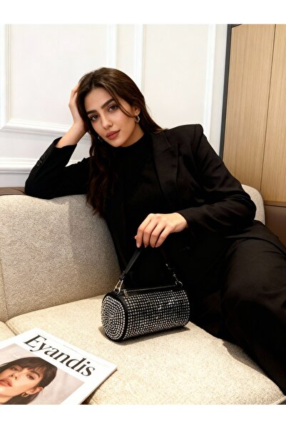 eyandis Τσάντα χειρός και ώμου από κρύσταλλο κυλινδρικού σχήματος