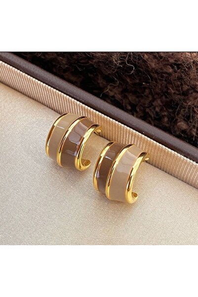 Goche Powder Mine Detailed Gold Color Mini Hoop Earrings – Stylish, Modern, S...