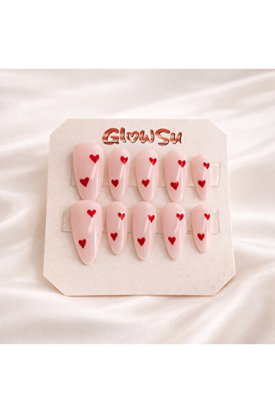 Generic Takma tırnak - GlowSu Love Pink takma tırnak Set