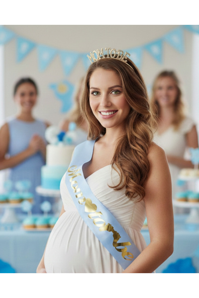 Azebu Mom To Be Kuşak Ve Taç Doğum Partisi & Anne Kuşağı Ve Tacı Baby Shower Set