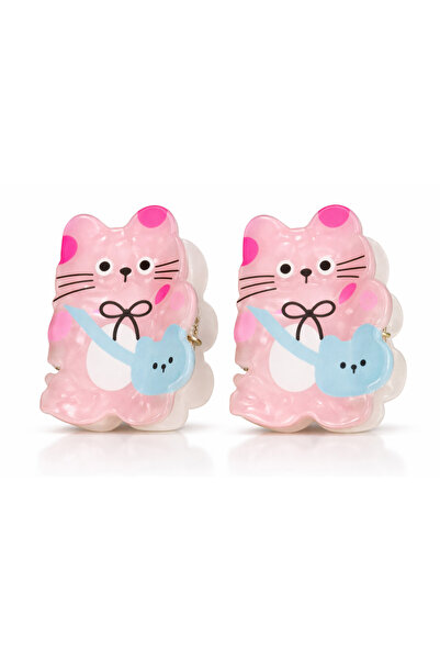 Renkli kids Cute Pink Cat Patterned 2-Piece Medium Size Children's Buckle New...