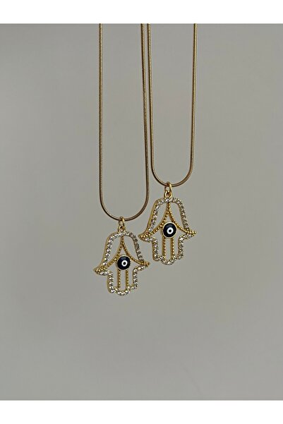 RAREE Zirkon taşlı ve nazar gözlü fatma ana eli hamsa kolye