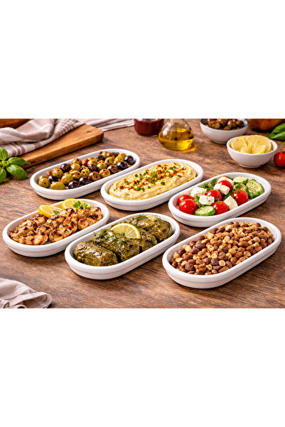 Evim Sepette 6'lı Küçük Oval Kahvaltılık Çerezlik Servis Sunum Tabağı