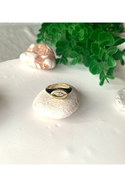 milayk Black Gold Ring with Eye Detail