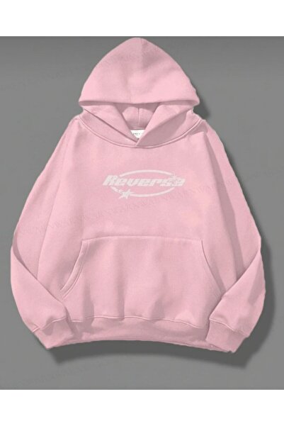 HerTarzınTrendi Reverse Shiny Stone Printed Oversized Hooded Hoodie - Three T...