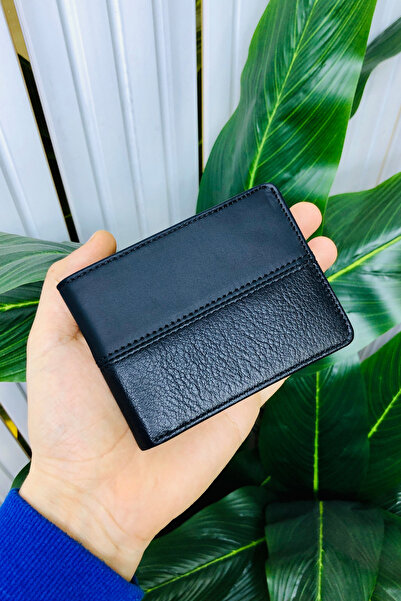 derius Lucca Siyah-Mat Siyah Çok Kart Bölmeli Kişiye Özel İsim Baskılı Hakiki...