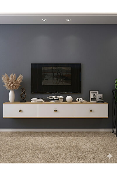 YUMEDİ DESİGN TDA1801DB - MİKO DUVARA MONTAJ TV STAND 180CM SAFİRMEŞE-BEYAZ