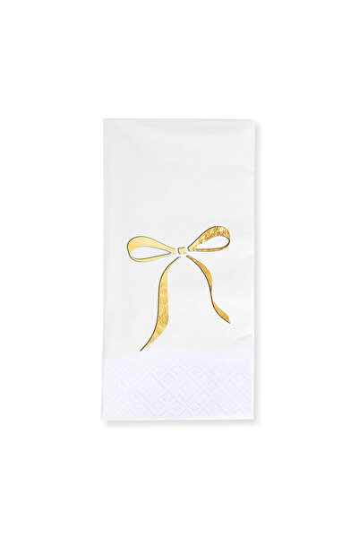 Story مناديل ورقية بيضاء اللون مقاس 33 × 33 سم، مزينة بشريط من ورق الذهب، 16 ...