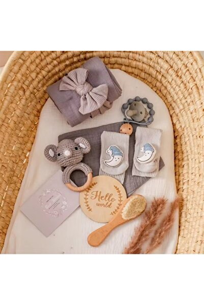 7LIFE Set cadou pentru nou-născut – Set premium cu păturică, jucărie pentru dentiție, accesorii, ideal pentru botez, Gra