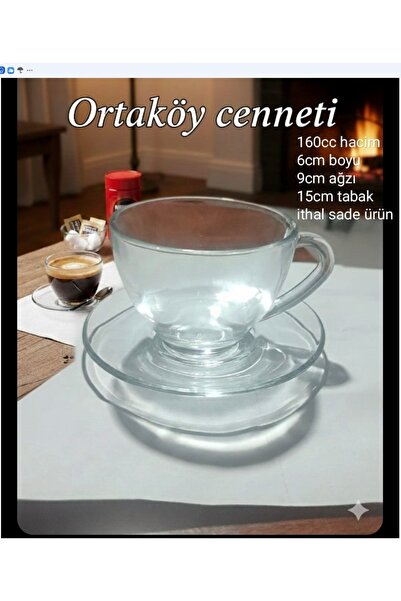 ORTAKÖYCENNETİ 6-Person, 12-Piece Glass Basic Model Tea/Coffee Cup, 160 Cc Vo...
