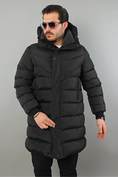 MODAEMAS ΑΝΔΡΙΚΟ ΜΑΚΡΥ ΠΑΛΤΟ με κουκούλα ΜΕ ΛΕΠΤΟΜΕΡΗ ΣΧΕΔΙΑΣΜΟ ΜΕ ΓΟΥΡΤΙΑ