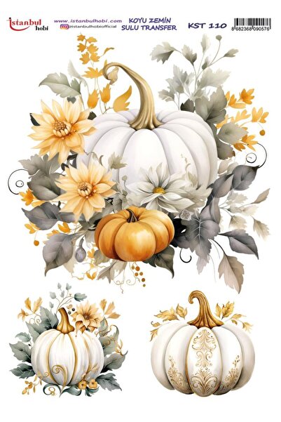 İstanbul Hobi Dark Background Water Transfer Paper 25X35Cm Kst-110 Pumpkin