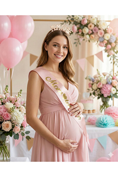 Azebu Mom To Be Kuşak Ve Taç Doğum Partisi & Anne Kuşağı Ve Tacı Baby Shower Set
