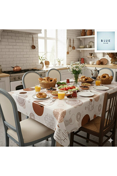Blue Home 🆕 Fiesta Lux Pvc Fiber Tablecloth - Waterproof Modern Pattern Kitc...