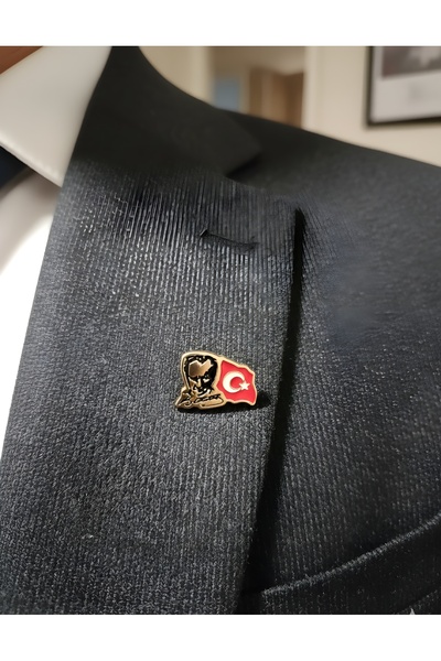efmues Yaka rozeti Türk bayrağı ve Atatürk portreli yaka rozeti