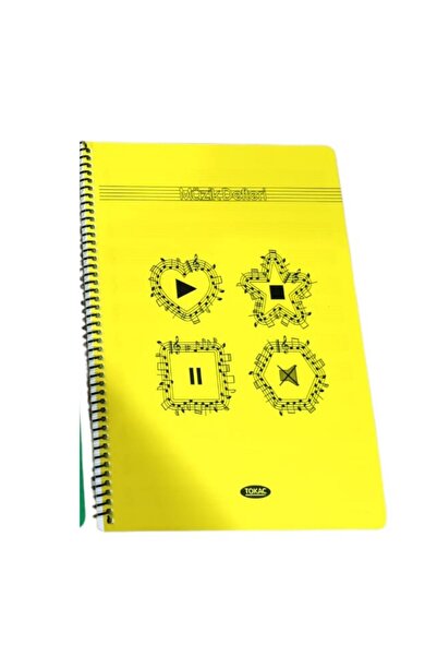 Tokaç دفتر موسيقى A4 بغلاف حلزوني من البولي بروبيلين 40 Yp-قلب أصفر