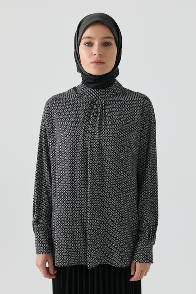 Tuğba Zincir Desenli Bluz - Siyah