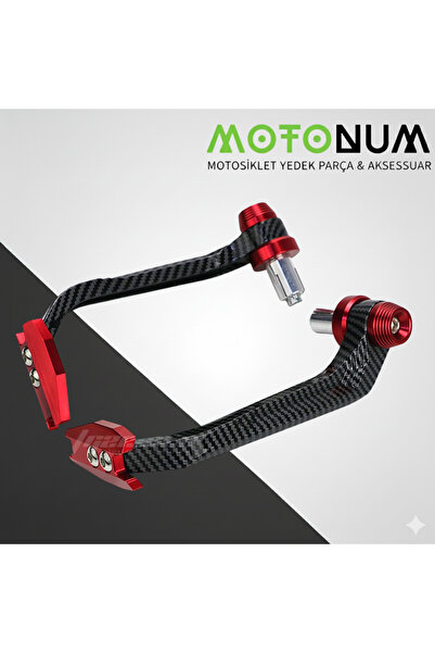 Motonum Arora Freedom 50 Manet Koruma Karbon Desenli-Kırmızı Detaylı-Mkm03810