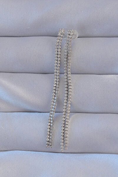 My Reality Fashion أقراط نحاسية فضية اللون بحجر الزركون ونموذج الممر المائي