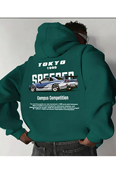 Mayer Butik Unisex Men/Women Tokyo Printed Cotton Oversized Hooded Sweatshirt