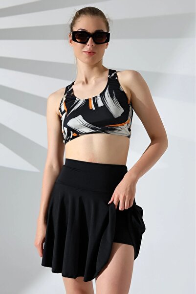 SUERTO Yüksek Bel Şortlu Etekli Badi Bikini Mayo Takımı Badi İç kısmına Dikil...