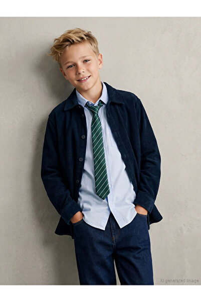 LC Waikiki Lcw Kids Navy Blue Boys' Velvet Shirt