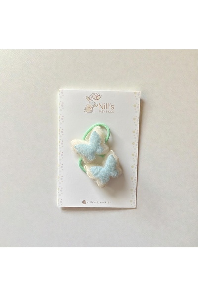 Nills Baby & Kids Plush Butterfly Elastic Hair Clip – Baby Blue 2-Pack