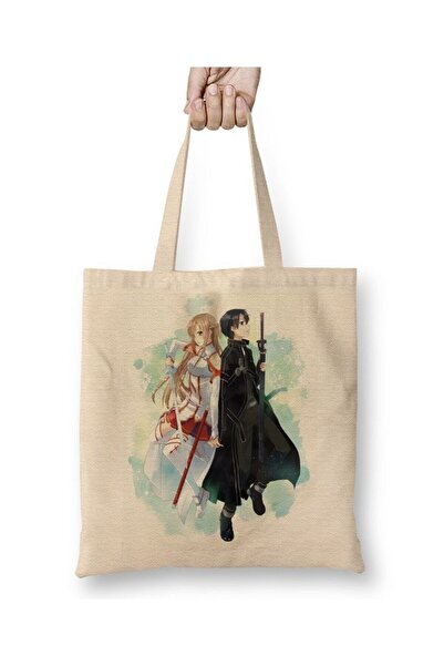 Toyaso Sword Art Online 01 Geantă din pânză albă Geantă de cumpărături cu mân...