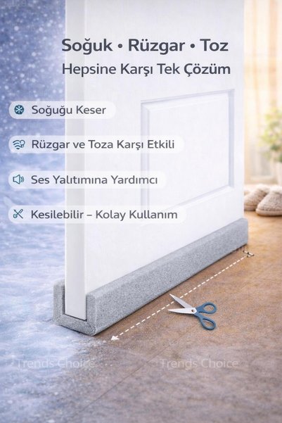 trends's choice 4 Adet Kapı Altı Rüzgâr, Soğuk ve Toz Önleyici Yalıtım Süngeri -Gr