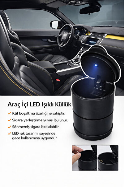 Lazım Shop Araç İçi Işıklı Kapalı Küllük Oto Küllük Araba Küllüğü