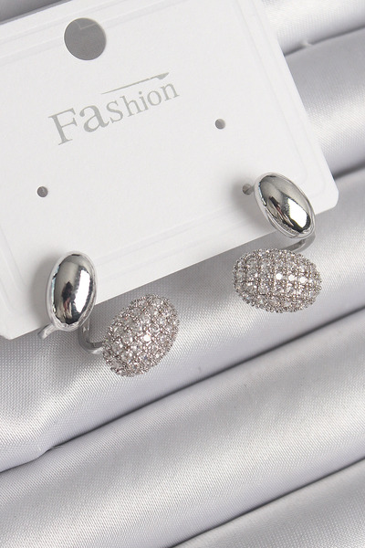 esplendor أقراط نسائية من حجر الزركون النحاسي الفضي اللون منحني