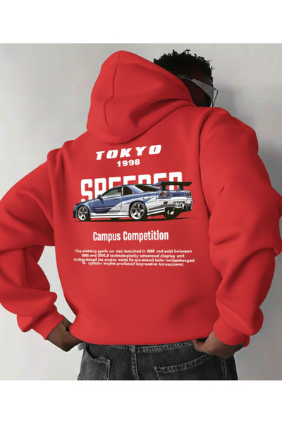 Mayer Butik Unisex Men/Women Tokyo Printed Cotton Oversized Hooded Sweatshirt