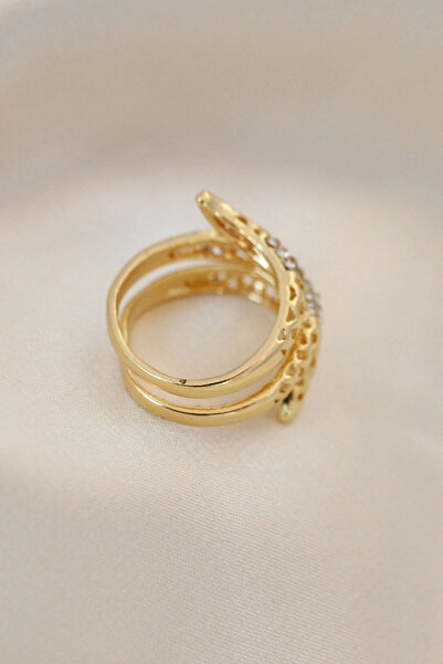 esplendor Adjustable Gold Color Metal Zircon Stone Ring