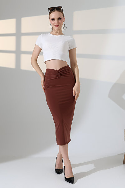 lubiti Μπροστινή σουρωτή φούστα με ντραπέ/Ύφασμα κατάδυσης με εσωτερική επένδ...